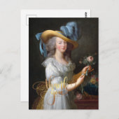Carte Postale Marie Antoinette avec une rose Merci (Devant / Derrière)