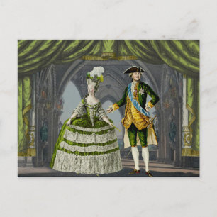 Carte Postale Marie-Antoinette et Louis XVI - Vert