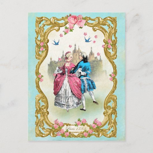 Carte Postale Marie Antoinette, Français, rococo, rose, rose, da (Devant)