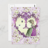 Carte Postale Marie Antoinette Lilac Dreams Purple Floral Print (Devant / Derrière)