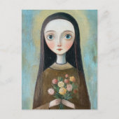 Carte Postale Marie avec des fleurs (Devant)