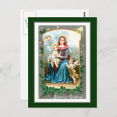 Carte Postale Marie Bébé Jésus et Ange (Devant / Derrière)