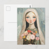 Carte Postale Marie belle avec des fleurs (Devant / Derrière)