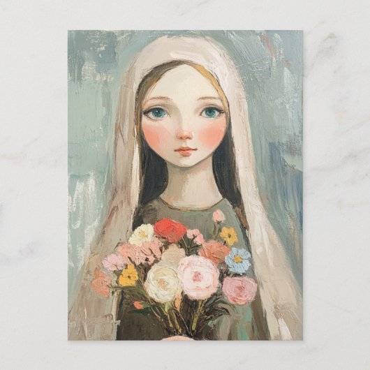Carte Postale Marie belle avec des fleurs (Devant)
