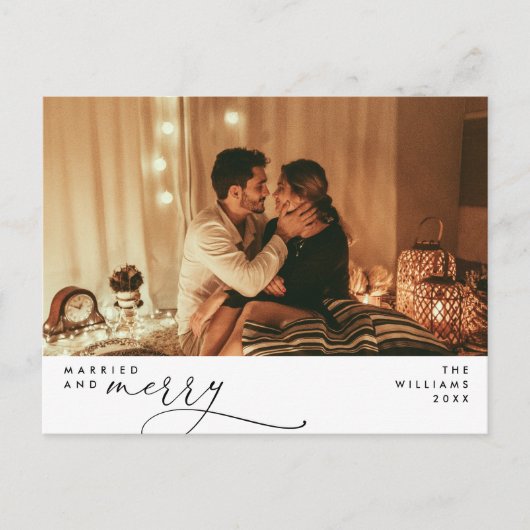 Carte Postale Marié et brillant moderne Script photo Holiday (Devant)
