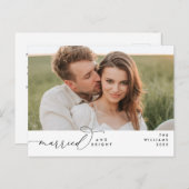 Carte Postale Marié et brillant, moderne Script photo Holiday (Devant / Derrière)