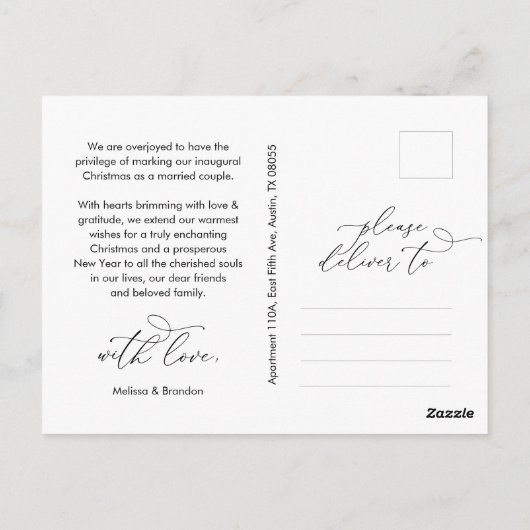 Carte Postale Marié et brillant, moderne Script photo Holiday (Dos)