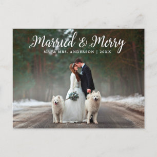 Carte Postale Marié & Joyeux Mariage Photo Noël