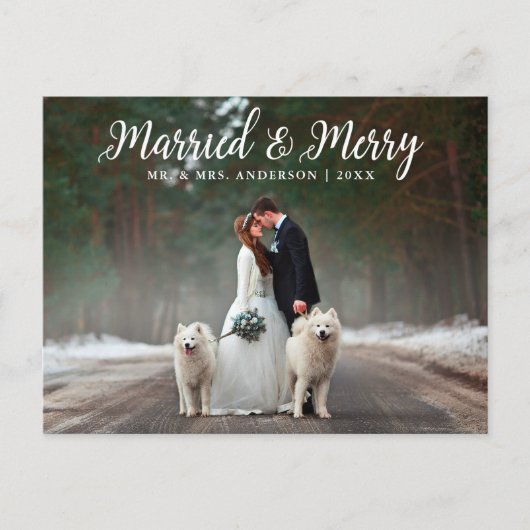 Carte Postale Marié & Joyeux Mariage Photo Noël (Devant)