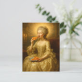 Carte Postale Marie mangeant de la pizza Art numérique (Debout devant)