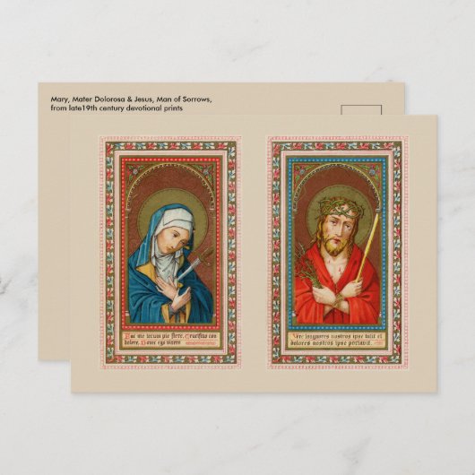 Carte Postale Marie, Mater Dolorosa & Jésus, Ecce Homo (Devant / Derrière)