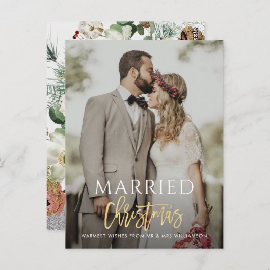Carte Postale MARIÉ NOËL mariage faire-part (Devant / Derrière)