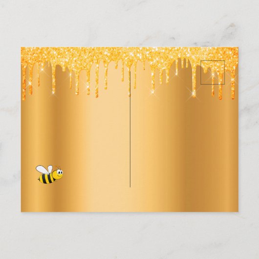Carte Postale Mariée à abeille parties scintillant d'or invitati (Dos)