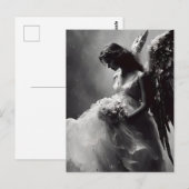 Carte Postale Mariée ange noir et blanc (Devant / Derrière)