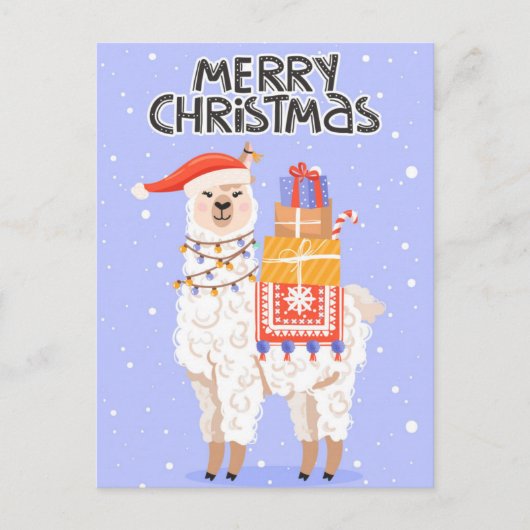 Carte Postale Mariée Christmas Llama (Devant)
