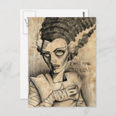 Carte Postale Mariée de Frankenstein Fait pour vous aimer (Devant / Derrière)