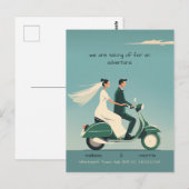 Carte Postale Mariée et fille sur moto (Devant / Derrière)