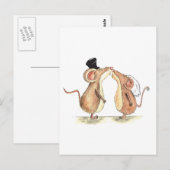 Carte Postale Mariée et salle de bain - souris de baiser - Cadea (Devant / Derrière)