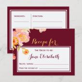 Carte Postale Mariée florale de pêche de Bourgogne pour être la  (Devant / Derrière)