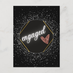 Carte Postale Mariée Glam Noir et Argent
