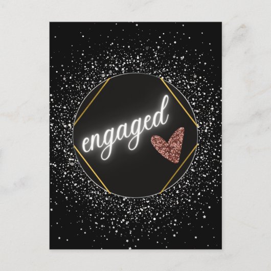 Carte Postale Mariée Glam Noir et Argent (Devant)