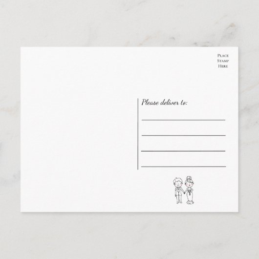 Carte Postale Mariée Mari Nouvellement Mariés Remerciements Mari (Dos)