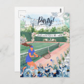 Carte Postale Mariée sur le thème du tennis célibataire à la cou (Devant / Derrière)