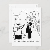 Carte Postale Mariée veut vérifier le petit dessin imprimé (Devant / Derrière)