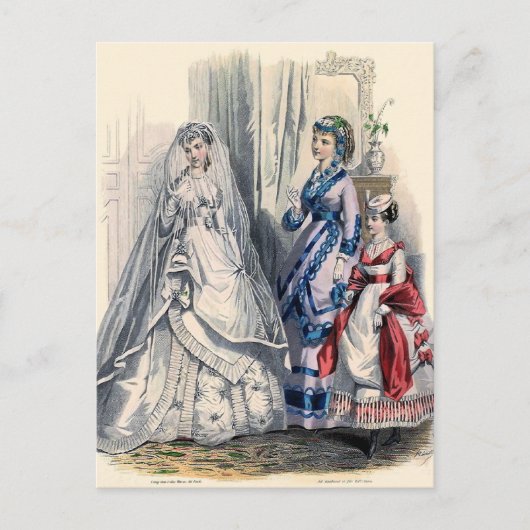 Carte Postale "Mariée victorienne et servantes d'honneur" (Devant)