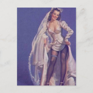 Carte Postale Mariée vintage Naughty Pin Up