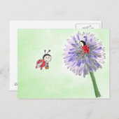 Carte Postale Marienkäfer Blumen Postkarte gruss (Devant / Derrière)