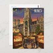 Carte Postale Marienplatz Allemagne Marché de Noël (Devant / Derrière)