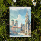 Carte postale Marienplatz Munich Allemagne Aquarel