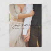 Carte Postale Mariés à peine Cute script photo de mariage (Devant)