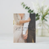 Carte Postale Mariés à peine Cute script photo de mariage (Debout devant)
