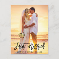 Mariés à peine Modern Brush Script Photo