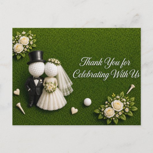 Carte Postale Mariés Balle de Golf Mariage (Devant)
