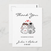 Carte Postale Mariés Chat Mignon Remerciements de Mariage (Devant / Derrière)