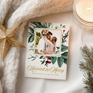 Carte Postale Mariés et joyeuses fêtes de Noël Photo