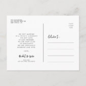 Carte Postale Mariés tout juste Photo de mariage contemporain mo (Dos)