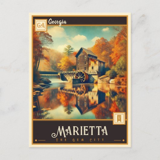 Carte Postale Marietta, Géorgie | VINTAGE (Devant)