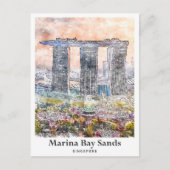 Carte Postale Marina Bay Sands Singapour Aquarelle de voyage (Devant)