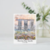 Carte Postale Marina Bay Sands Singapour Aquarelle de voyage (Debout devant)