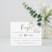 Carte Postale Marine Blanc or Floral Mariage Budget RSVP (Debout devant)