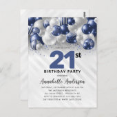 Carte Postale Marine Bleu Bleu Parties scintillant de ballons d' (Devant / Derrière)