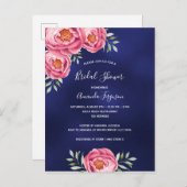 Carte Postale Marine bleu bleu rose flores nuptiale Douche nupti (Devant / Derrière)