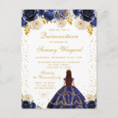 Carte Postale Marine Blue Floral Princess Quinceañera (Devant)