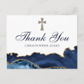 Carte Postale Marine Blue Gold Custom Christian Cross Merci (Devant)