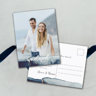 Carte Postale Marine Blue Gold Moderne Photo Elopement Faire-par