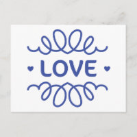 Marine Blue Love Hearts Blank Greeting